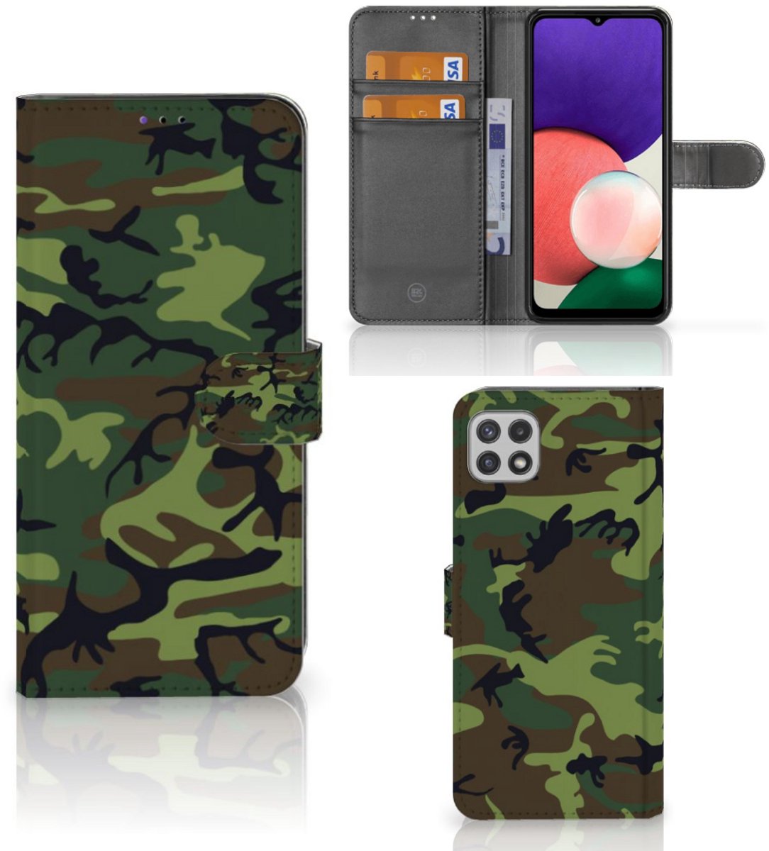 Samsung Galaxy A22 5G Telefoon Hoesje Army Dark