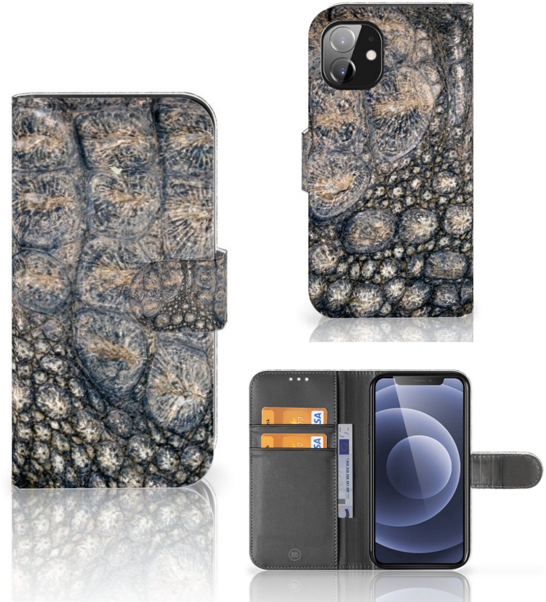 Apple iPhone 12 Mini Telefoonhoesje met Pasjes Krokodillenprint