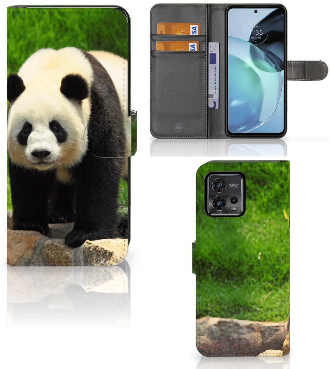 Motorola Moto G72 Telefoonhoesje met Pasjes Panda