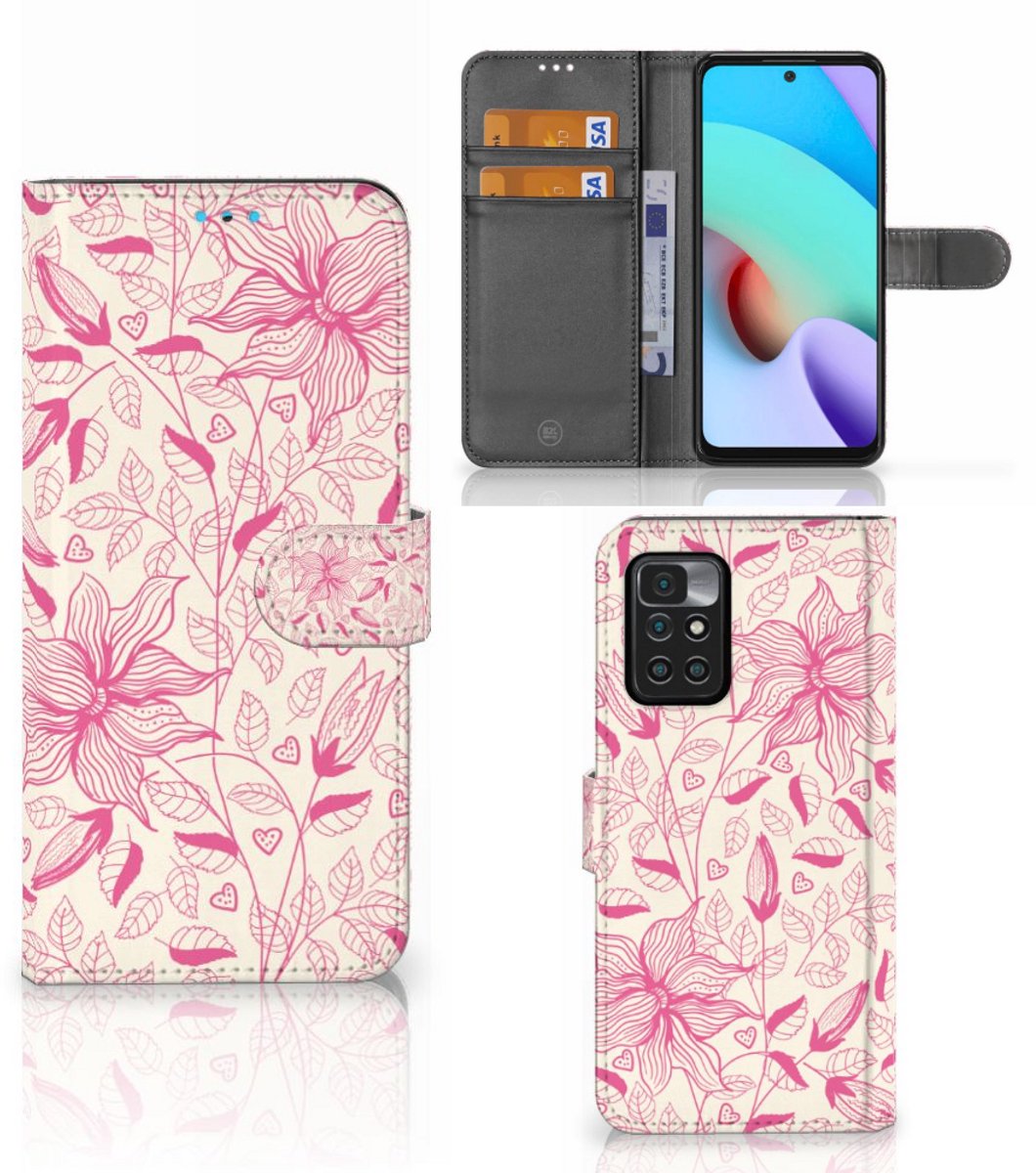 Xiaomi Redmi 10 Hoesje Pink Flowers