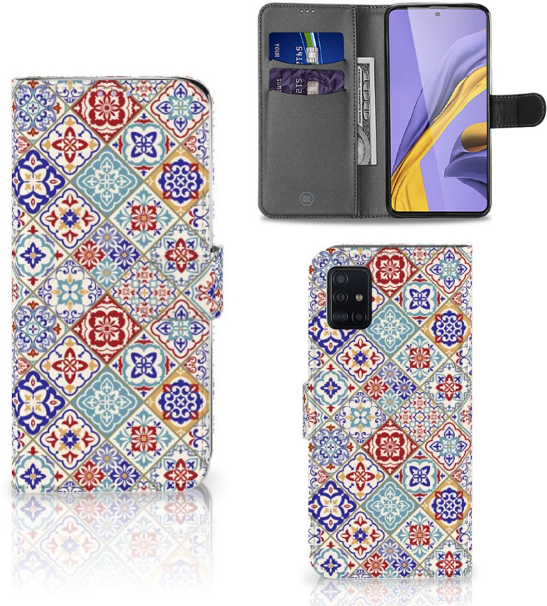 Samsung Galaxy A51 Bookcase Tiles Color