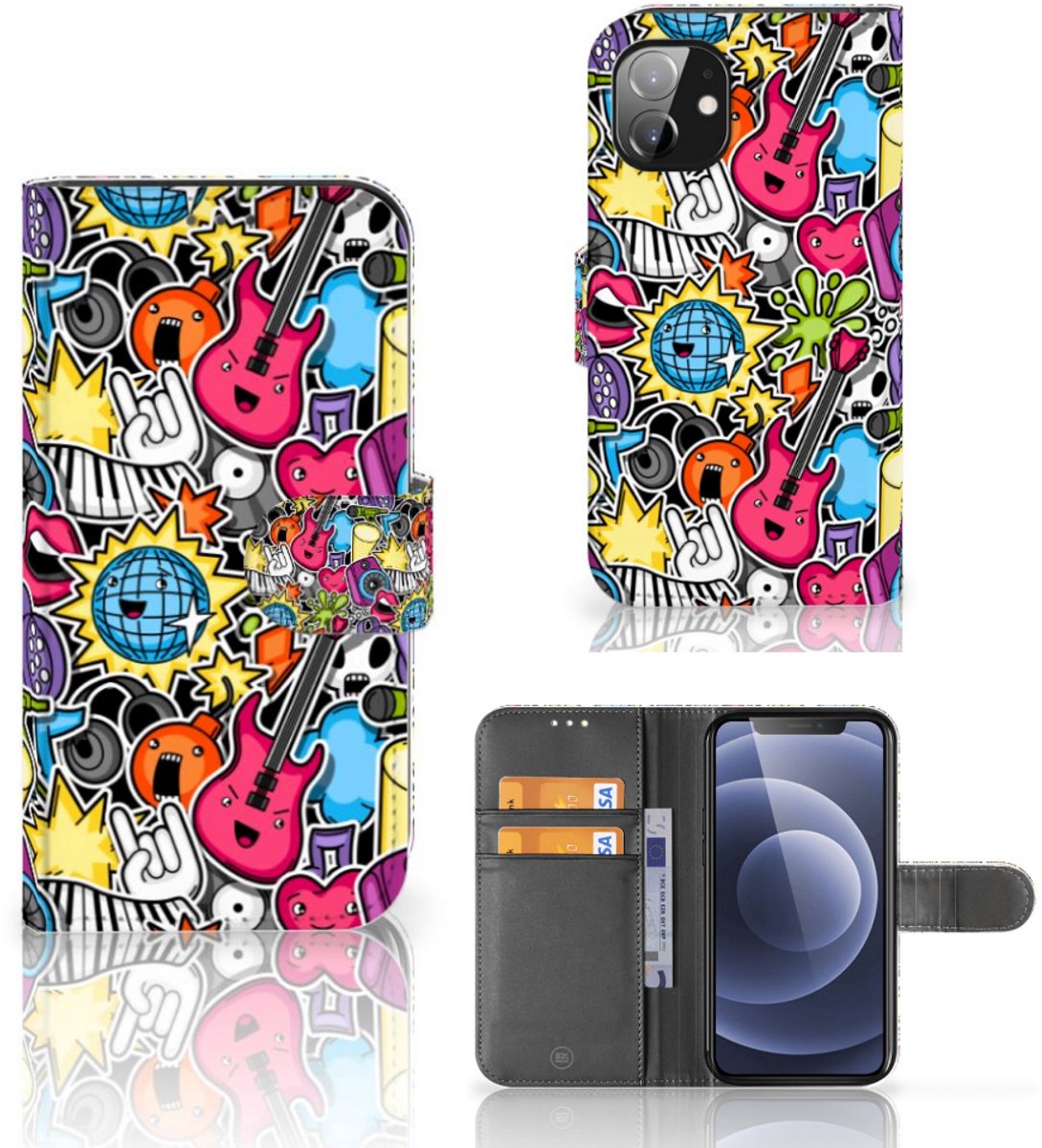 Apple iPhone 12 Mini Wallet Case met Pasjes Punk Rock