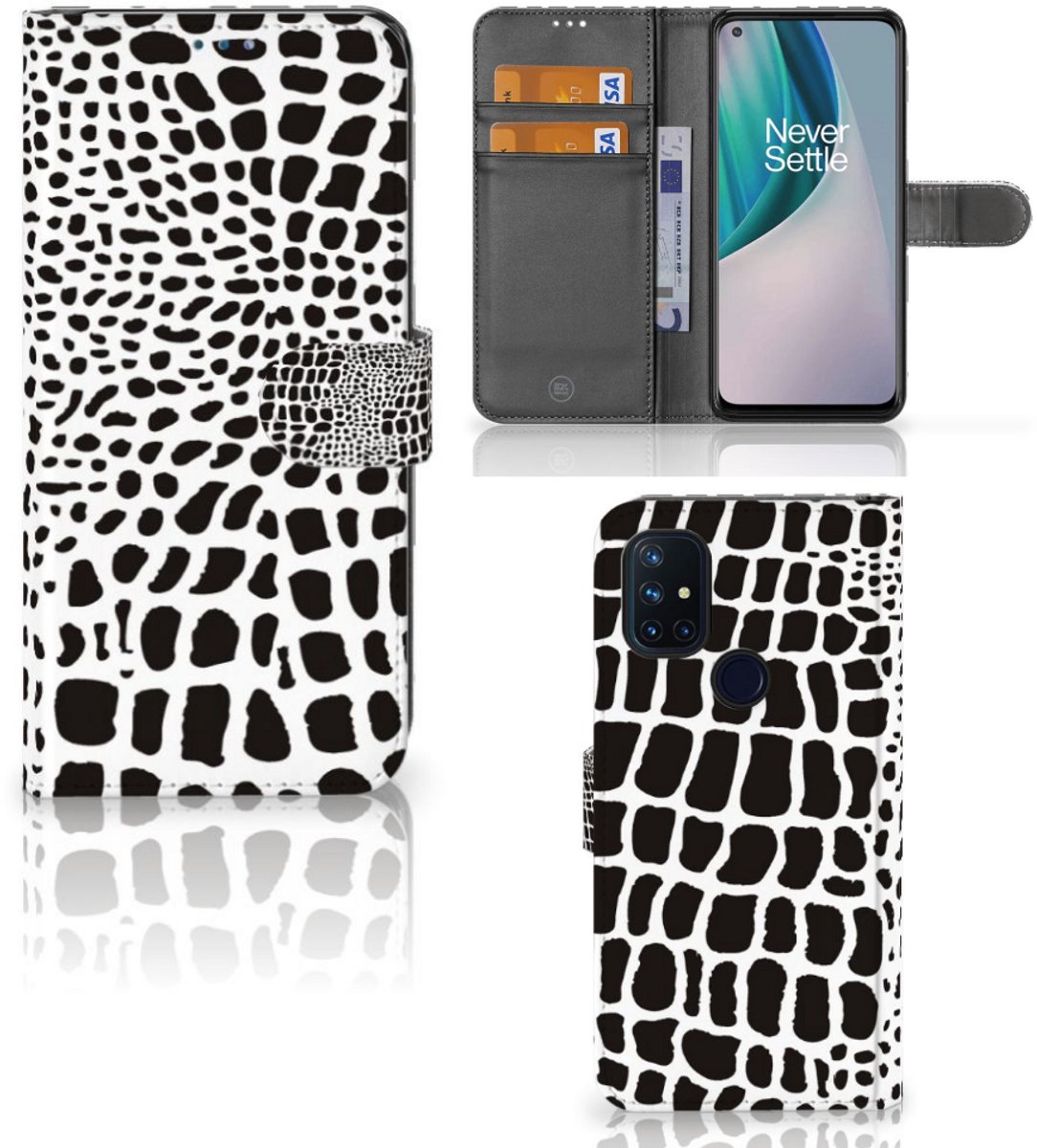 OnePlus Nord N10 Telefoonhoesje met Pasjes Slangenprint
