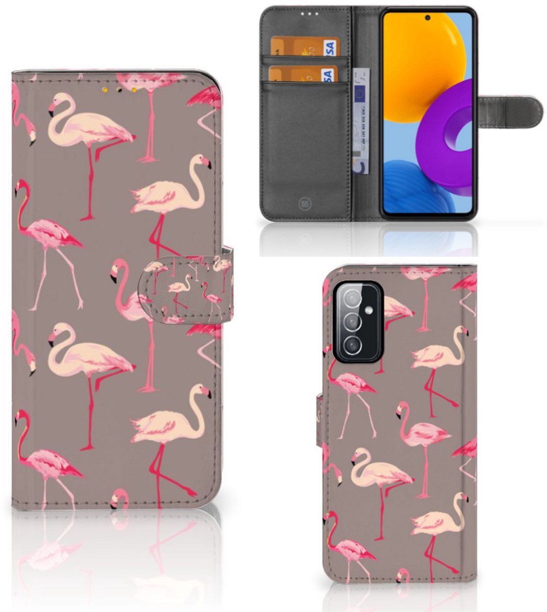 Samsung Galaxy M52 Telefoonhoesje met Pasjes Flamingo