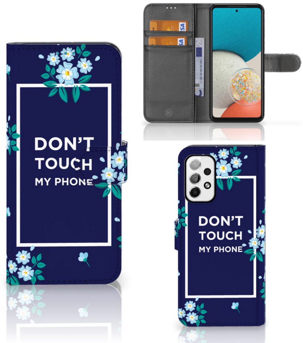 Samsung Galaxy A73 5G Portemonnee Hoesje Flowers Blue DTMP