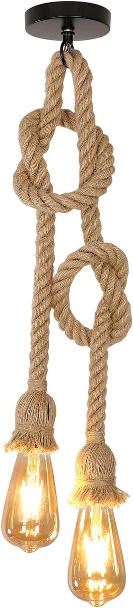 Haobosic - Touw Hanglamp - 2-Licht - E27 (Excl. Lamp)