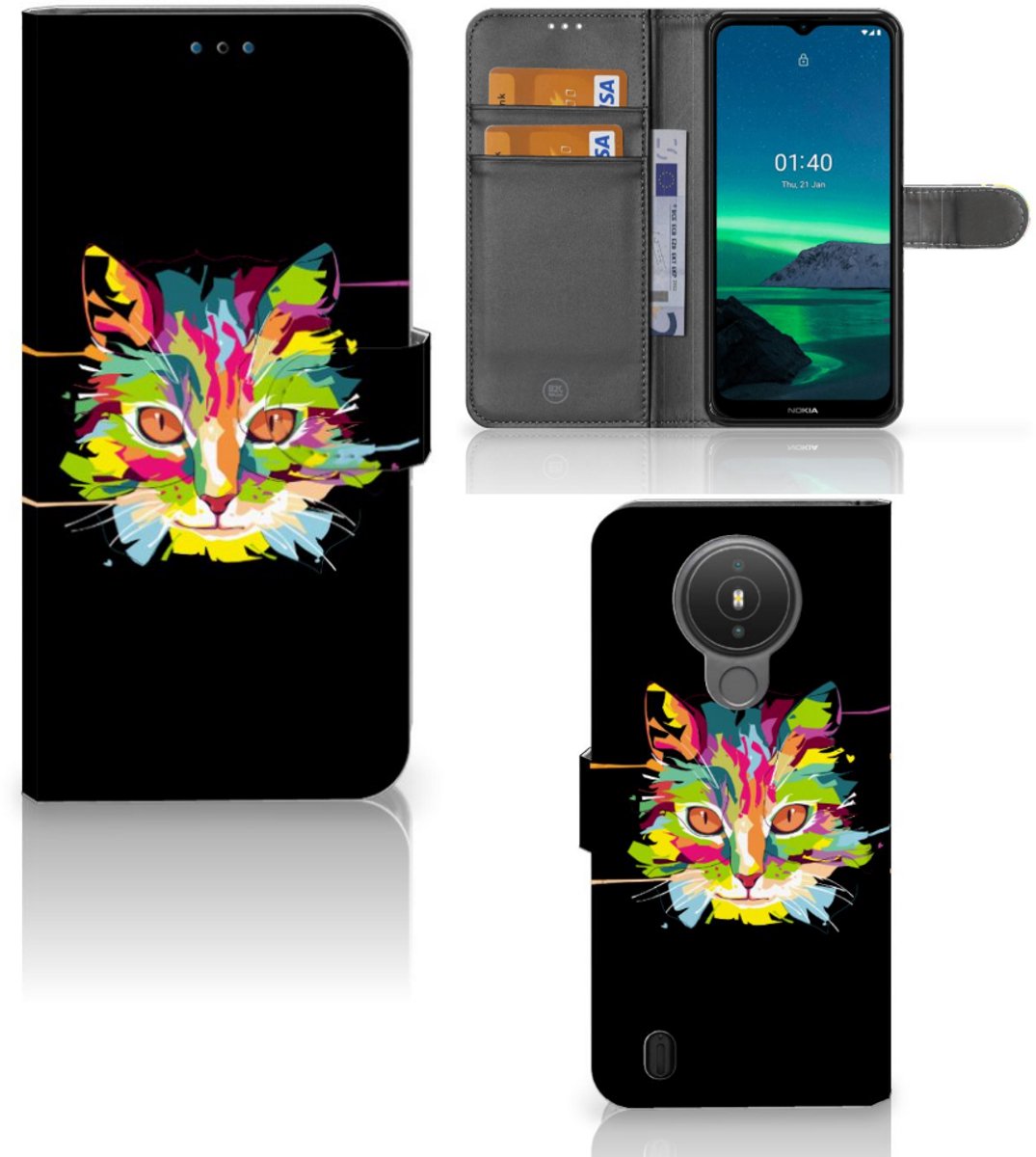 Nokia 1.4 Leuk Hoesje Cat Color