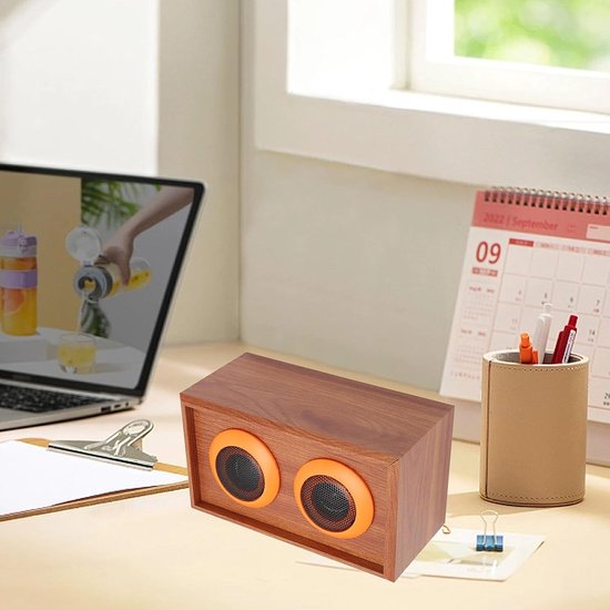 Houten Tweeter Luidspreker - Boekenplank Luidspreker - Thuisbioscoop Geluid - Massief Houten Kast - 4 inch - Houtnerf — afbeelding 4