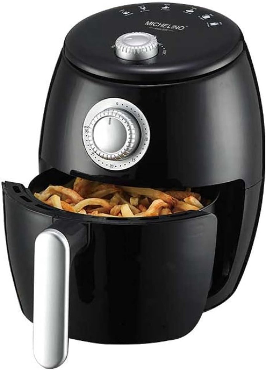 Heteluchtfriteuse - Airfryer Keukenapparaat - Vetarm Frituren - Traploze Temperatuurregeling - 2 Liter Inhoud - Zwart