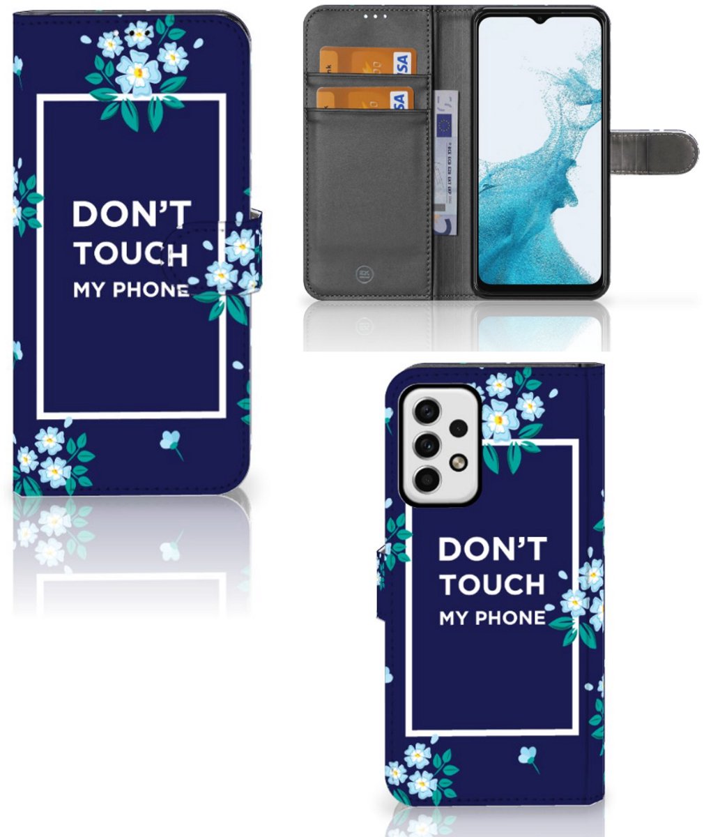 Boekhoesje voor Samsung Galaxy A23 Portemonnee Hoesje Flowers Blue DTMP