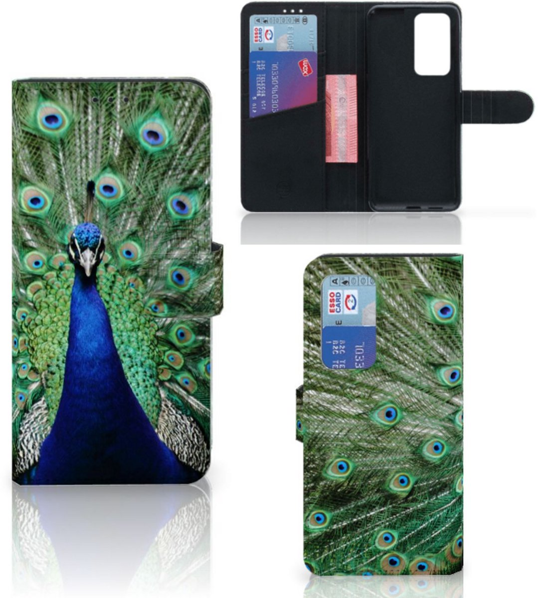 Huawei P40 Pro Telefoonhoesje met Pasjes Pauw