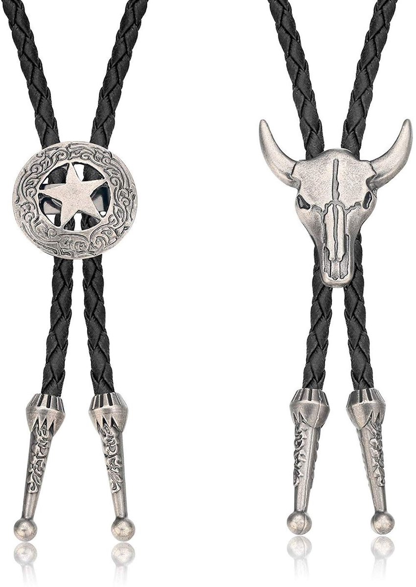 Cosensi - Bolo tie - Uniseks halsketting - Lange hanger - Zwart - Western stijl - Perfect voor elke gelegenheid - Handgemaakt