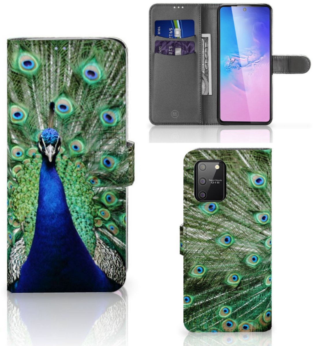 Samsung S10 Lite Telefoonhoesje met Pasjes Pauw