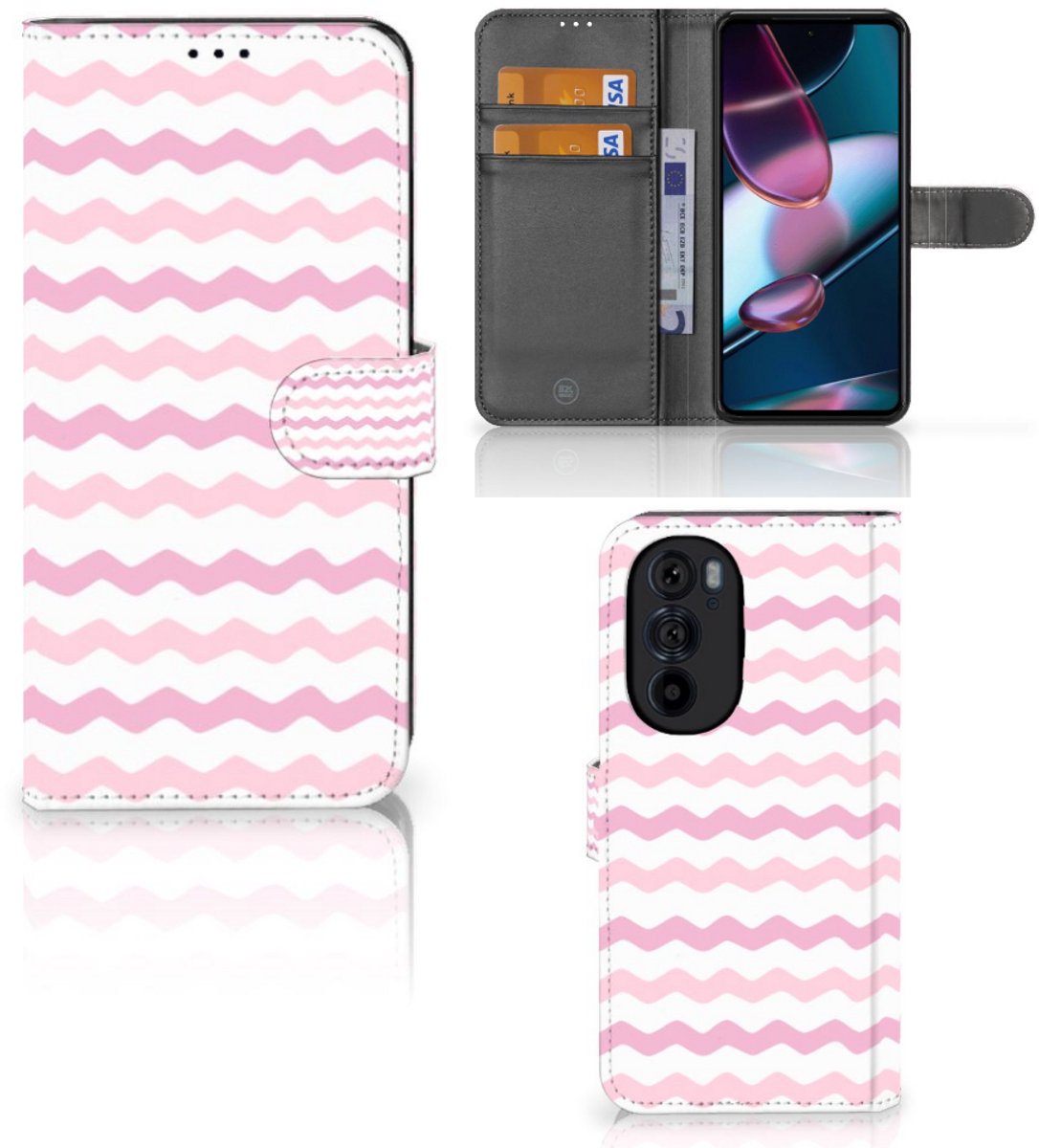 Motorola Edge 30 Pro Telefoon Hoesje Waves Roze