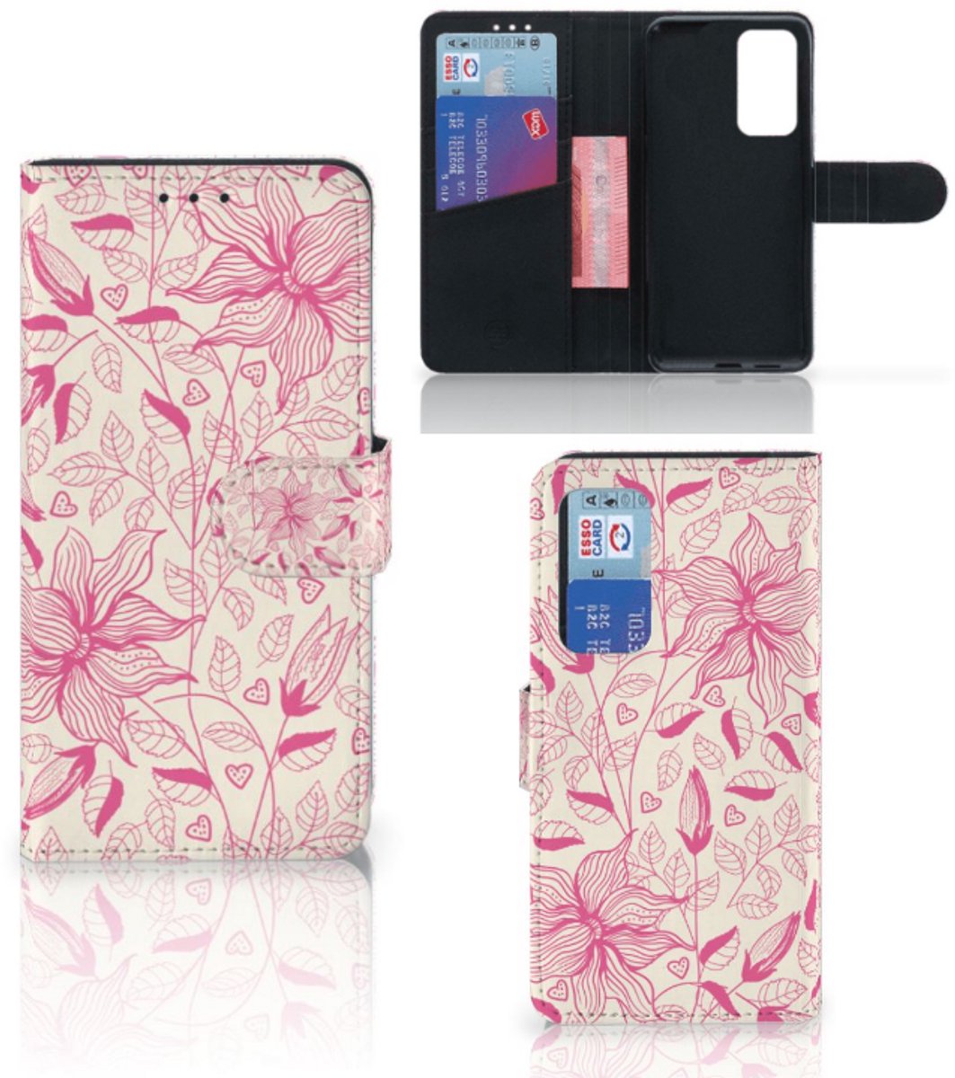 Huawei P40 Hoesje Pink Flowers