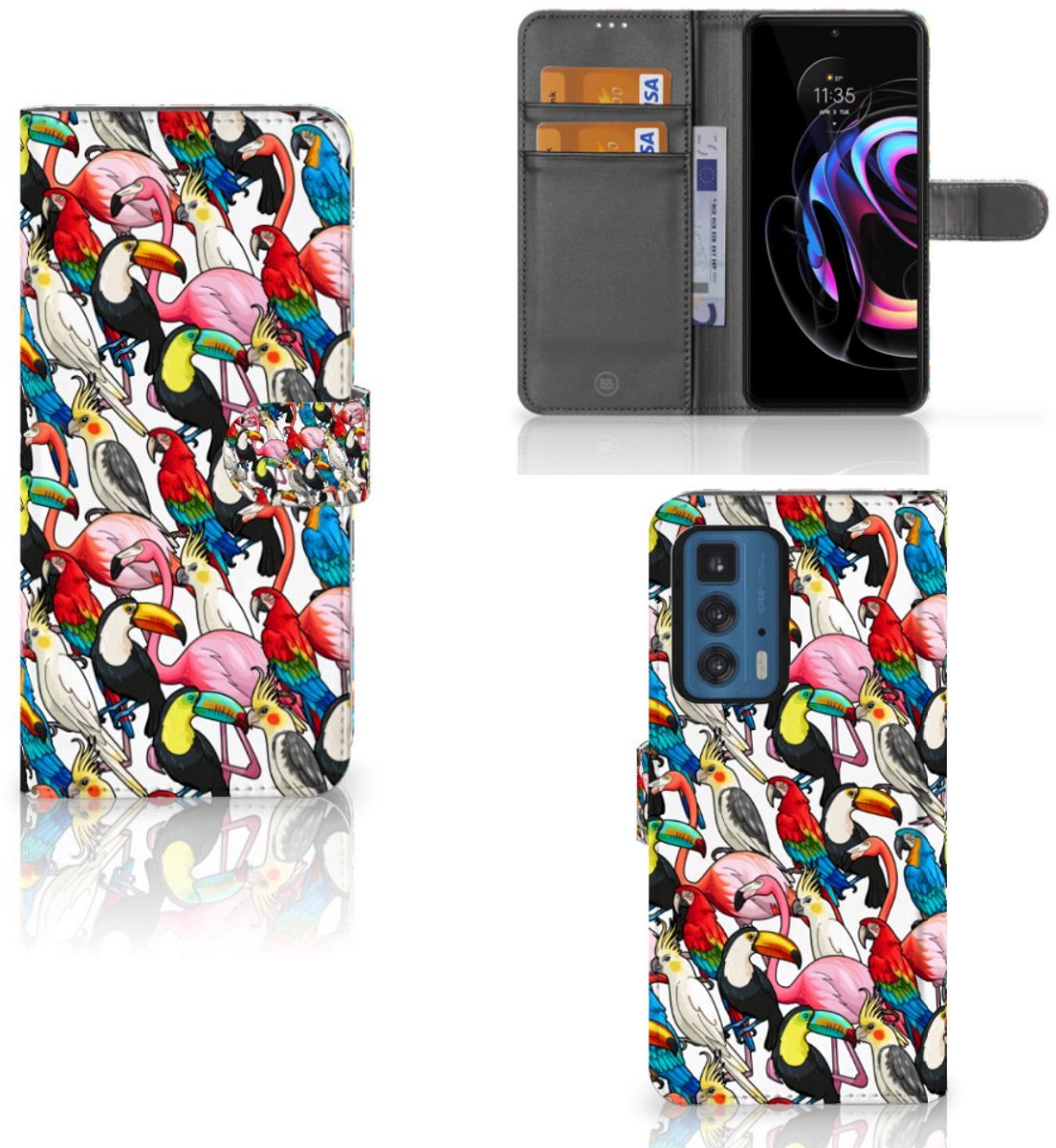 Motorola Edge 20 Pro Telefoonhoesje met Pasjes Birds