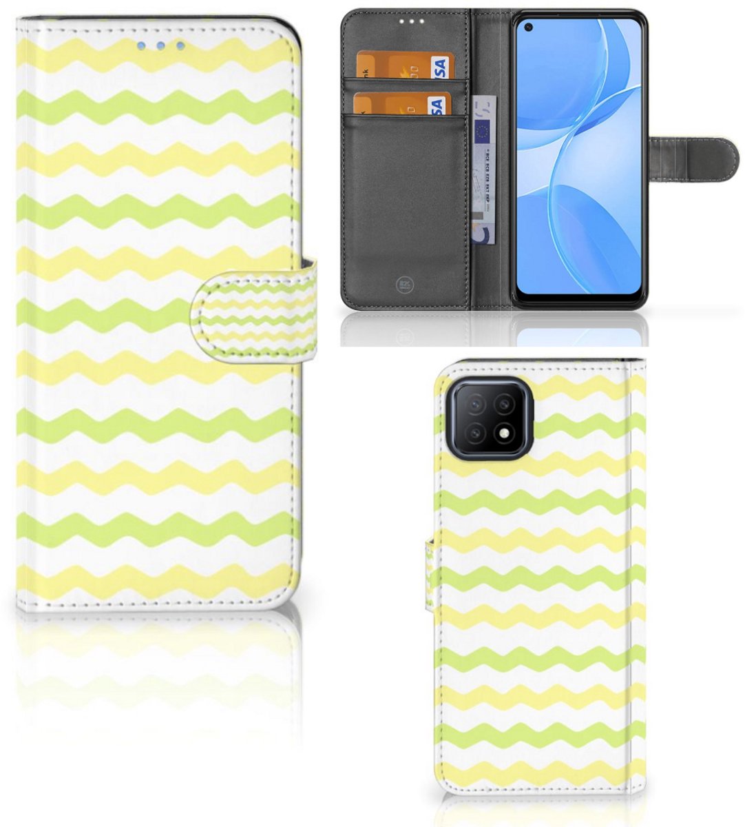 OPPO A73 5G Telefoon Hoesje Waves Yellow