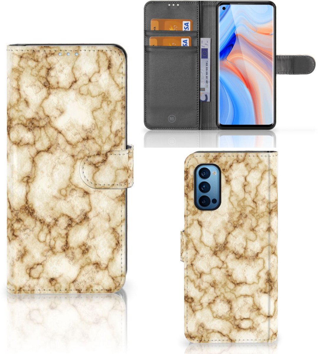 OPPO Reno 4 Pro 5G Bookcase Marmer Goud
