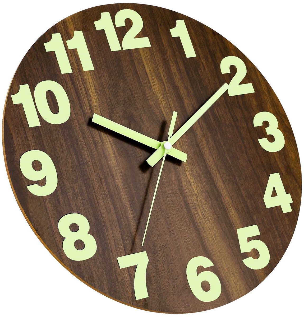 Cosensi - Wandklok - Glow-in-the-Dark - Stijlvol ontwerp - 30cm - Luminous cijfers - Perfect voor slaapkamer - Bruin