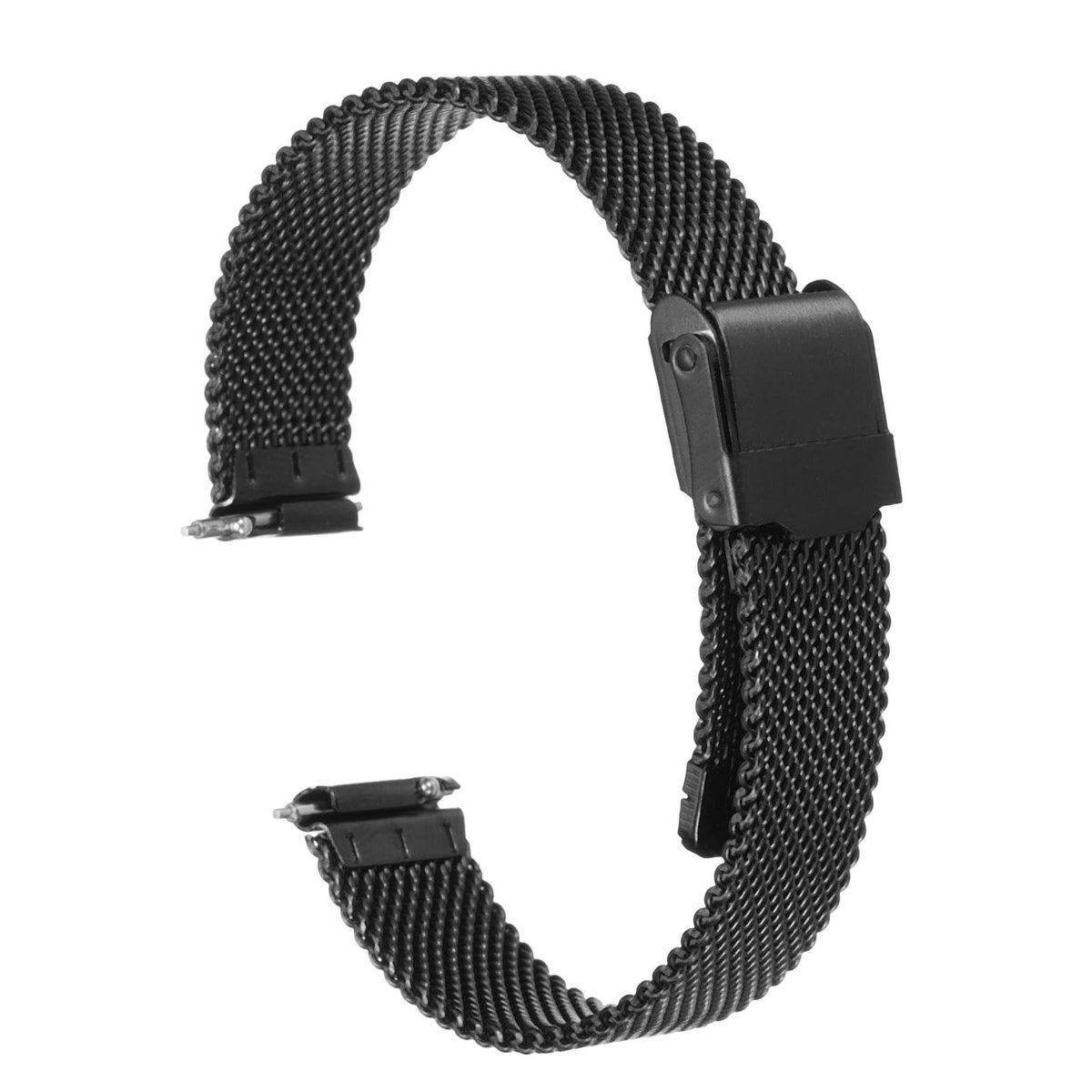 Cosensi - Horlogeband - Mesh Armband - Verstelbaar - 14mm - Snelontgrendelbaar - Geschikt voor Mannen en Vrouwen - Zwart