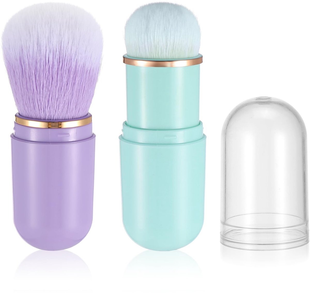 Allecto - - Retractable Kabuki Makeup Brushes - Reizen - Compact en veelzijdig - Groen en paars - Make-up kwasten voor vloeibare foundation - Geschik.