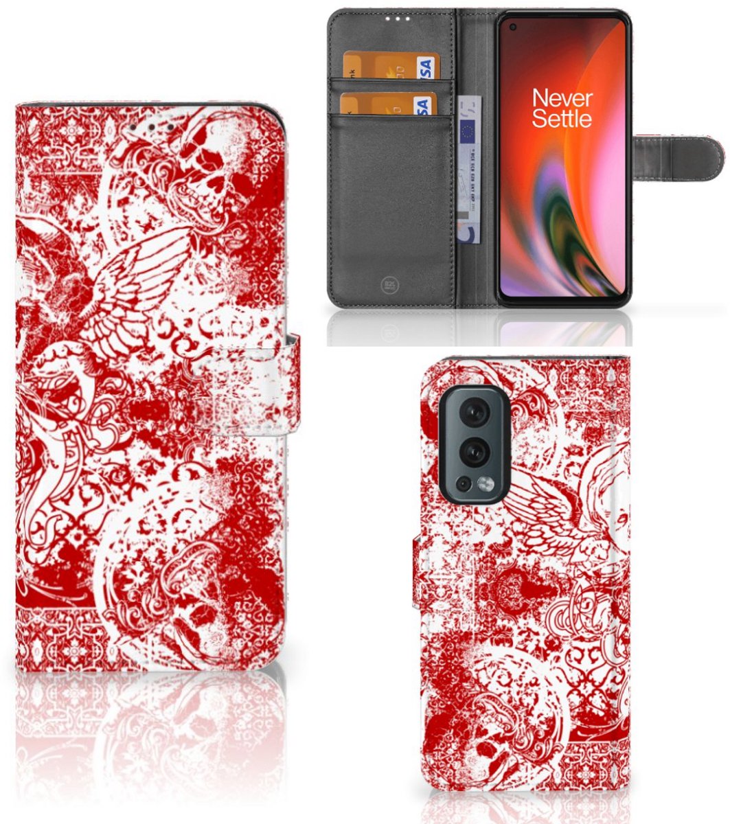 Telefoonhoesje met Naam OnePlus Nord 2 5G Angel Skull Rood