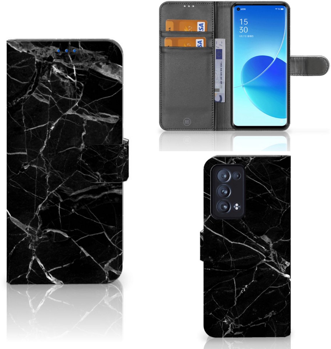 OPPO Reno 6 Pro Plus 5G Bookcase Marmer Zwart - Origineel Cadeau Vader