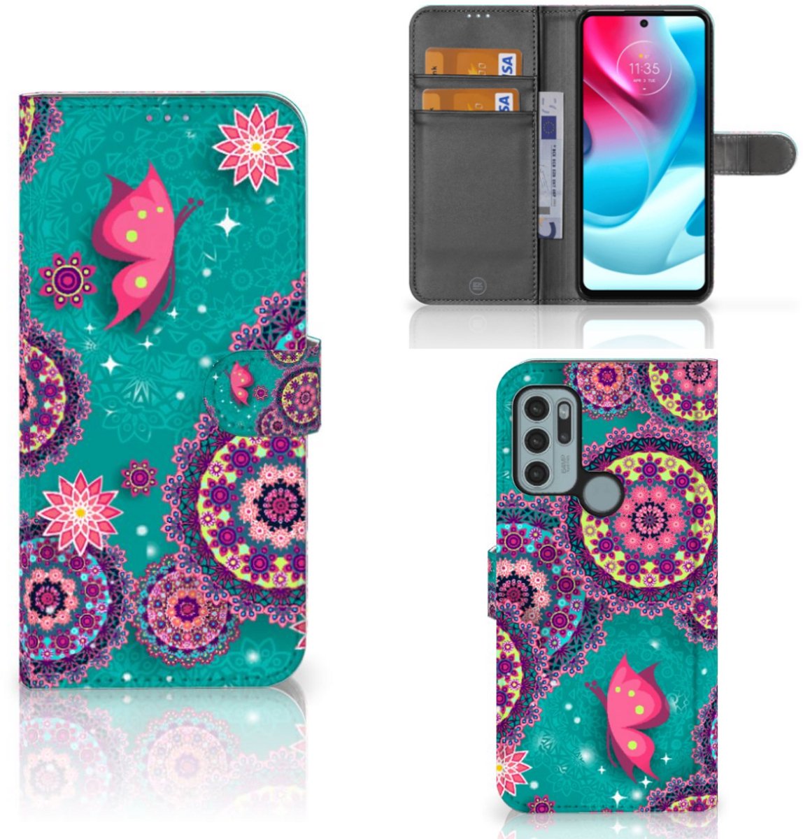Motorola Moto G60s Hoesje Cirkels en Vlinders