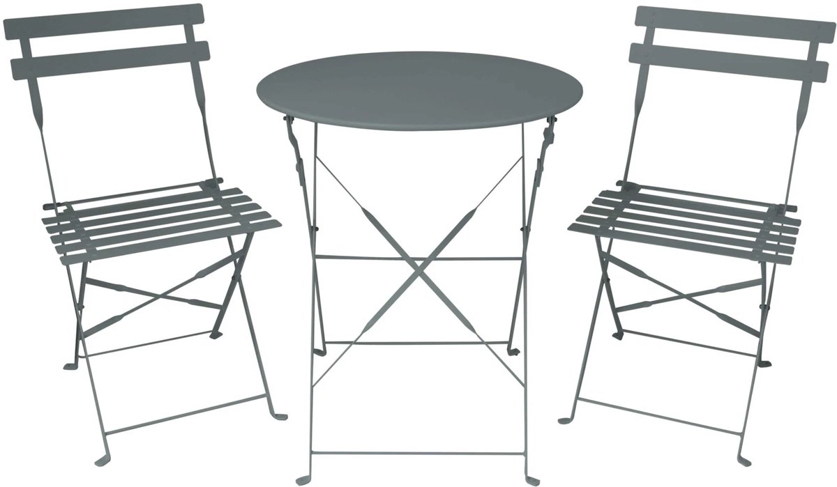 Kynast Exklusiv bistroset balkon en terras 3 delige set Antraciet inklapbare tafel 60 cm met 2 stoelen