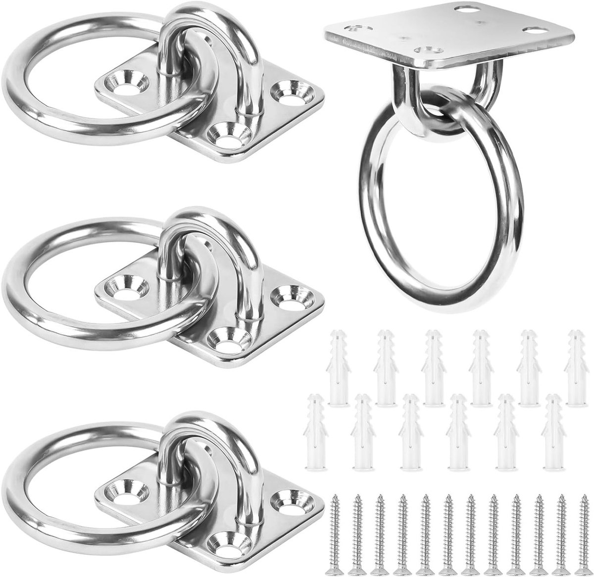 4 Stuks RVS Oogplaten met Oogjes voor Zonnescherm Bevestiging, Bootaccessoires en Dekzeil Fittingen