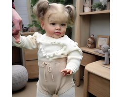 26 Inch Big Size Reborn Peuter Poppen Real Life Reborn Baby Dolls Blond Haar Meisje Zachte Doek Lichaam Gewogen Die Look Real Baby Pop Speelgoed Levensechte Peuter Pop voor Kinderen