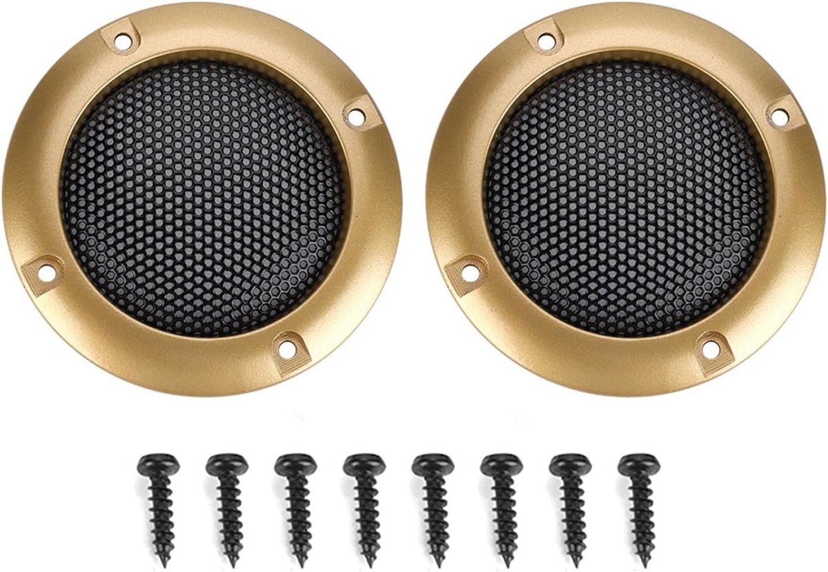 Decoratieve Beschermroosters voor 2 Inch Speakers - Subwoofer Grill Bescherming in Goud - Set van 2, Ideaal voor Auto en Thuisgebruik