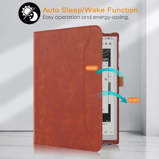 360° Rotatable Case Compatible with Boox Tablet Go 10.3 ePaper E Ink 10.3 inch Ebook Smart Cover with Hand Strap Card Slot and Auto Sleep/Wake - Brown — afbeelding 2