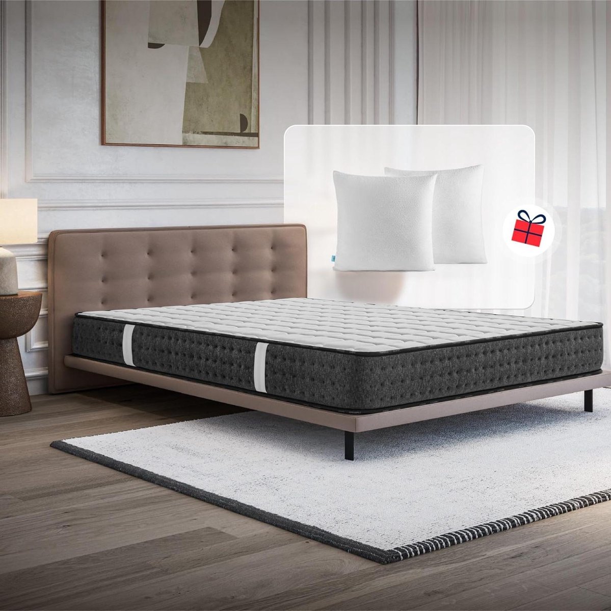COSMOS Traagschuim Matras + 2 GRATIS KUSSENS 60x60cm - 150x190 cm - H3 Firm - Hoogte 21cm 