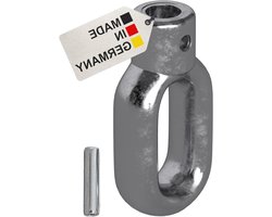 BAUHELD Luifeloog 12 mm metaal (Made in Germany) - houder voor luifelzwengel met Fleischer-haak - zwengeloog van hoogwaardig gegoten zink - met spanpen - stiftbreedte 4 mm - hoogte 63 mm