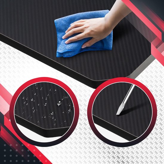 Gaming Bureau - Werkstation Bureau - Gamen Streamen - Geïntegreerde RGB Verlichting - 120 x 60 x 77 cm - Rood — afbeelding 2