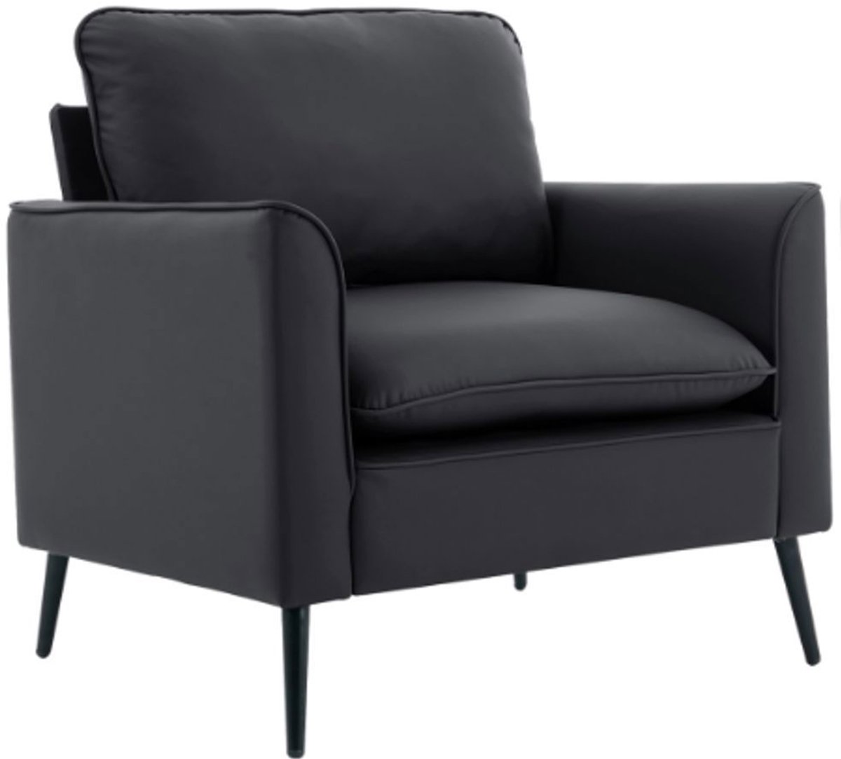 BLACKCOLORS Bank bekleed met krasbestendig kunstleer Retro-Noorse stijl, minimalistisch en luxueus, eenpersoons relaxfauteuil voor de woonkamer, het balkon of de slaapkamer. Elegant en indrukwekkend door zijn uitstraling