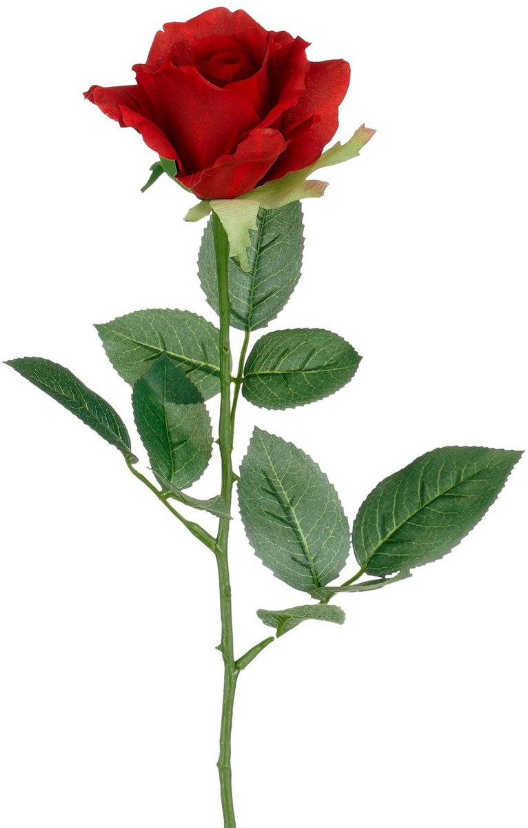 Mica Decorations Kunstbloem Roos Rubina - H62 cm - rood - kunststof - stelen kunstbloemen 