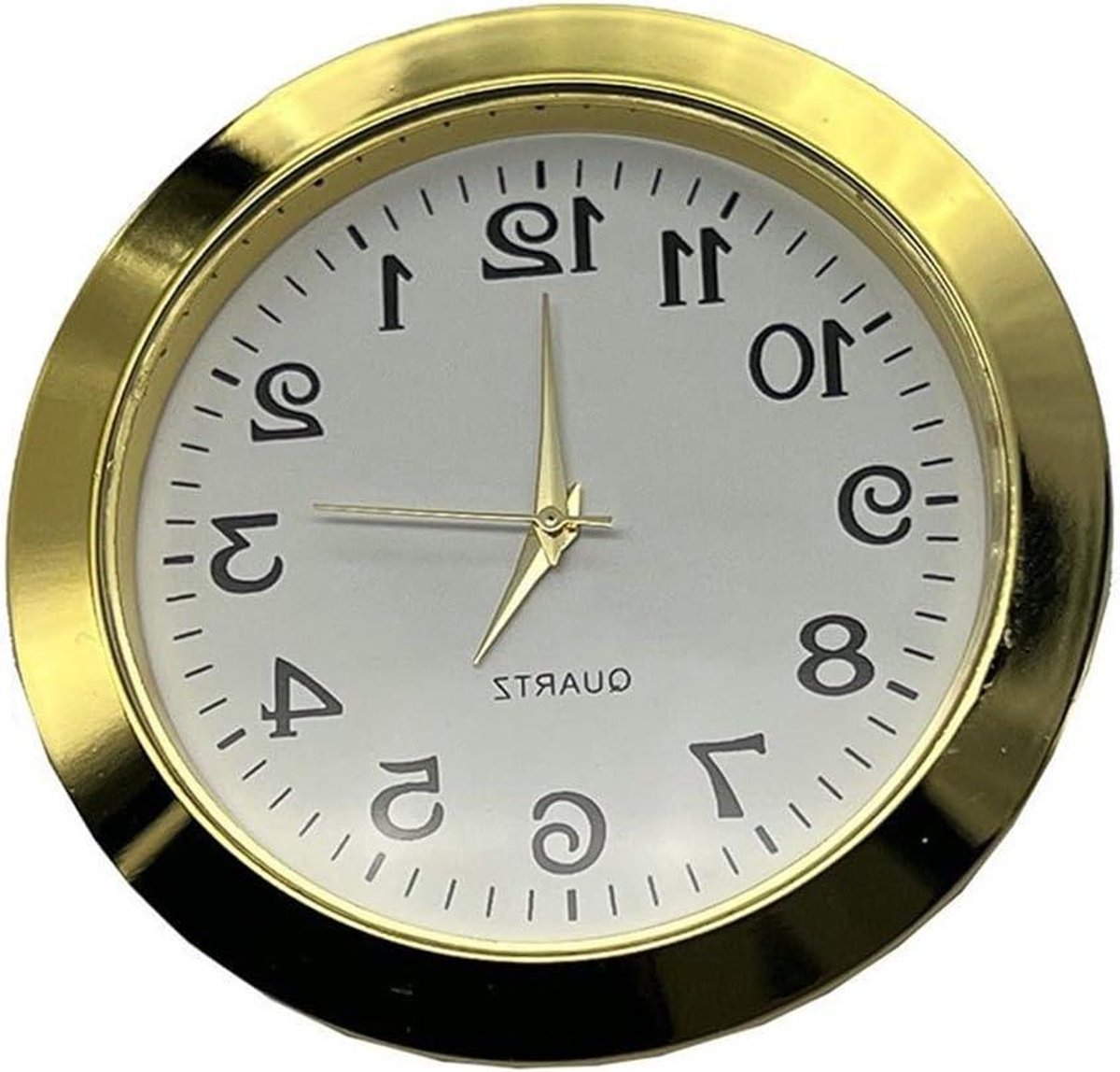 Kwartsklok Insert - Mini Klok Uurwerk - Klokken Maken - Roestvrijstalen Achterkant - 55 mm Diameter - Goud Arabisch