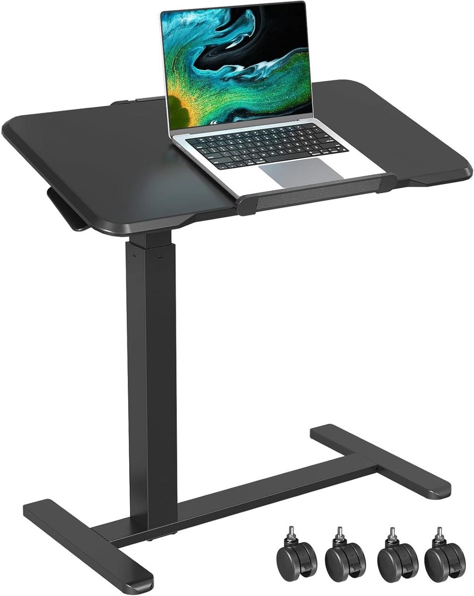 Mobiel Laptopbureau - Sta-bureau Rollend - Thuiswerken Boven Bed - 180 Graden Kantelbaar - 80 x 40 cm - Zwart