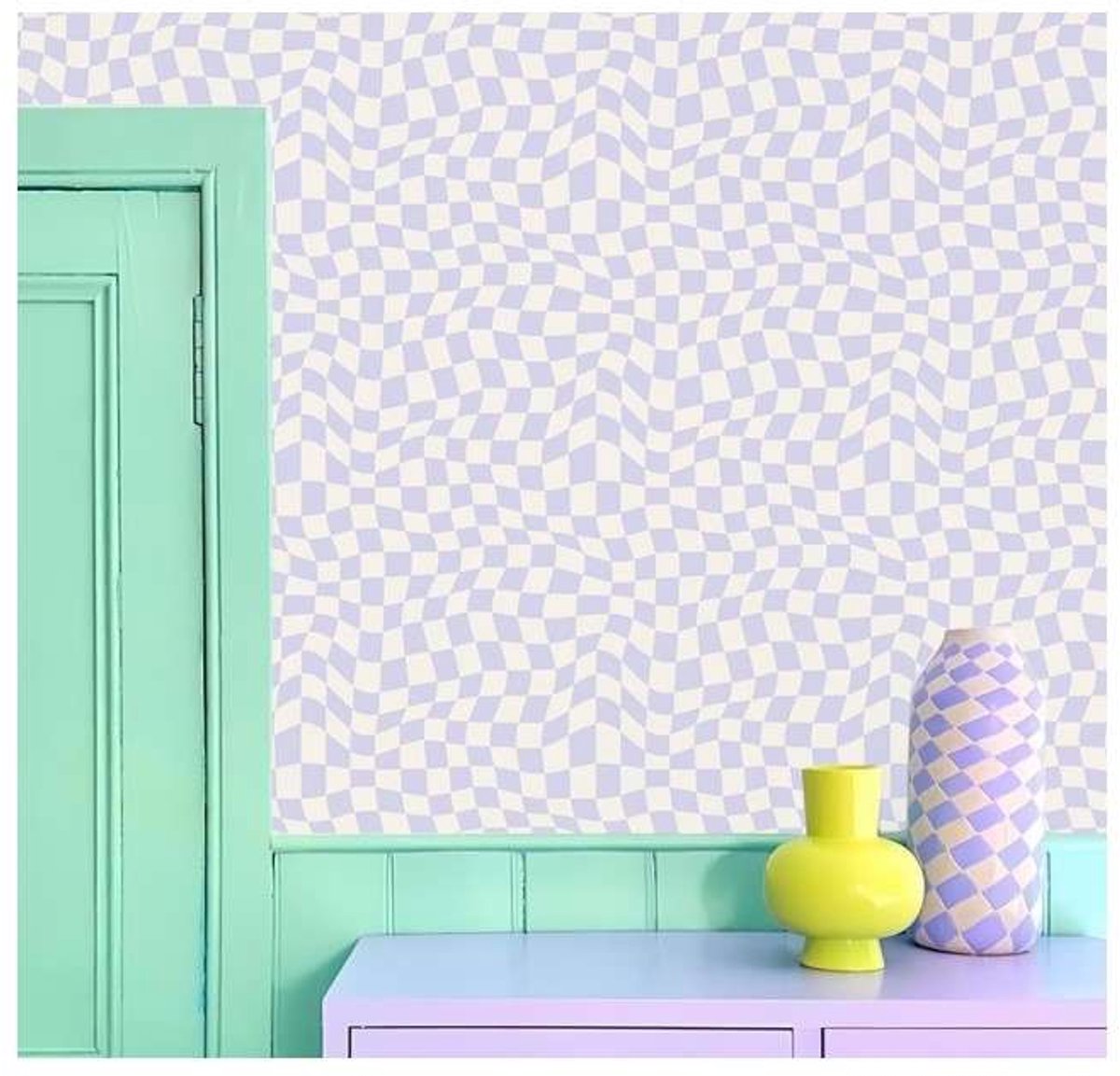 CE - Zelfklevende Muursticker - 40x100cm - Waterdicht - Vinyl - Fiolet-Wit