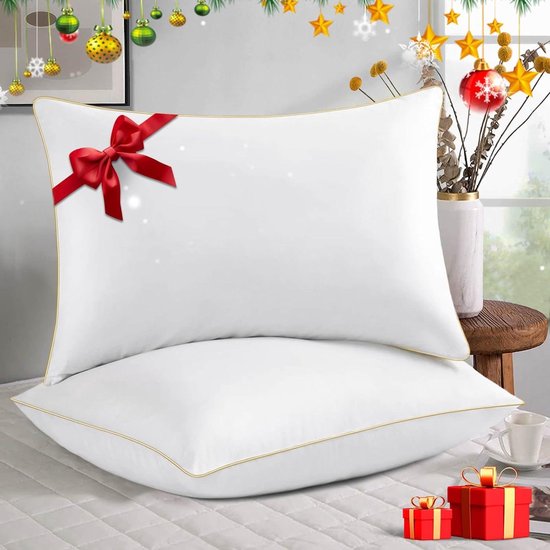 Kussens Queen Size - Bedkussens Luxe - Comfortabel Slapen - Ademend Dons Alternatief - Set van 2 - Goud