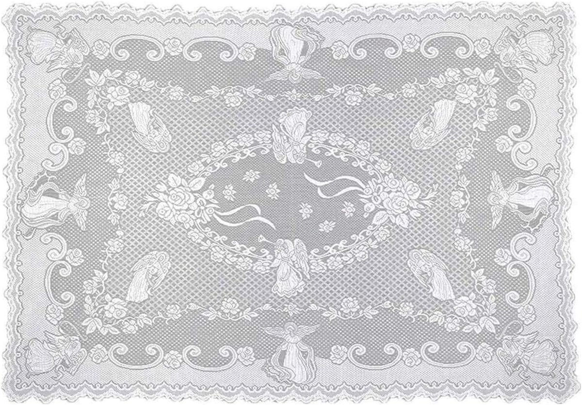 Lace Tafelkleed - Decoratie Kleed - Tafel Decoreren - Elegante Kant Patroon - 152x213 cm - Wit