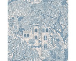 Boråstapeter Vliesbehang 8147 - Fairyland - Toile de Jouy Wit - 53cm x 10.05m