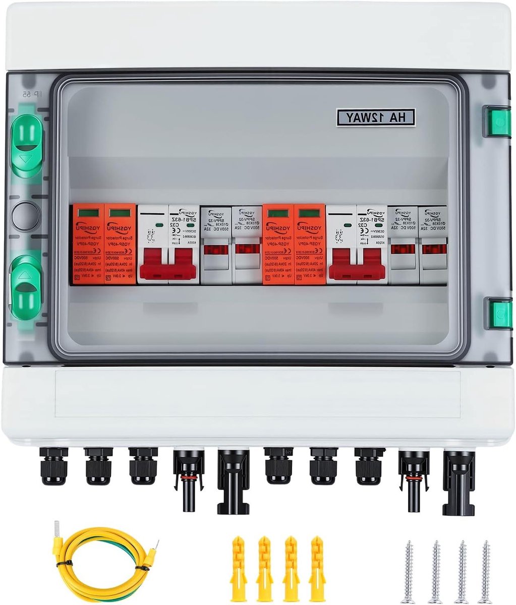 Zonne Combinatiebox - PV DC Schakelaar - Veilig Energie Beheer - IP65 Waterdicht - 29x29x14 cm - Grijs