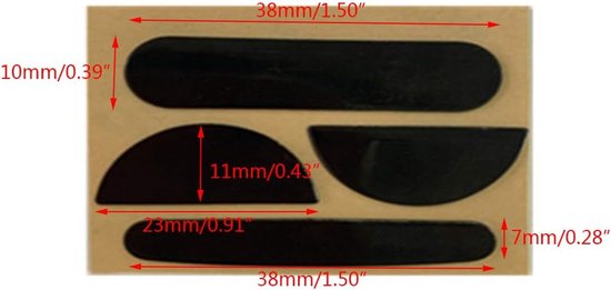 Muisvoeten Vervanging - Muis Gliders - Gaming Prestaties Verbeteren - Afgeronde Gebogen Randen - 2 Sets - Zwart van Merkloos — afbeelding 4