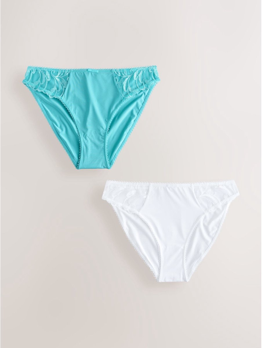 Next - Dames - Set van 2 slips met borduursels - Blauw