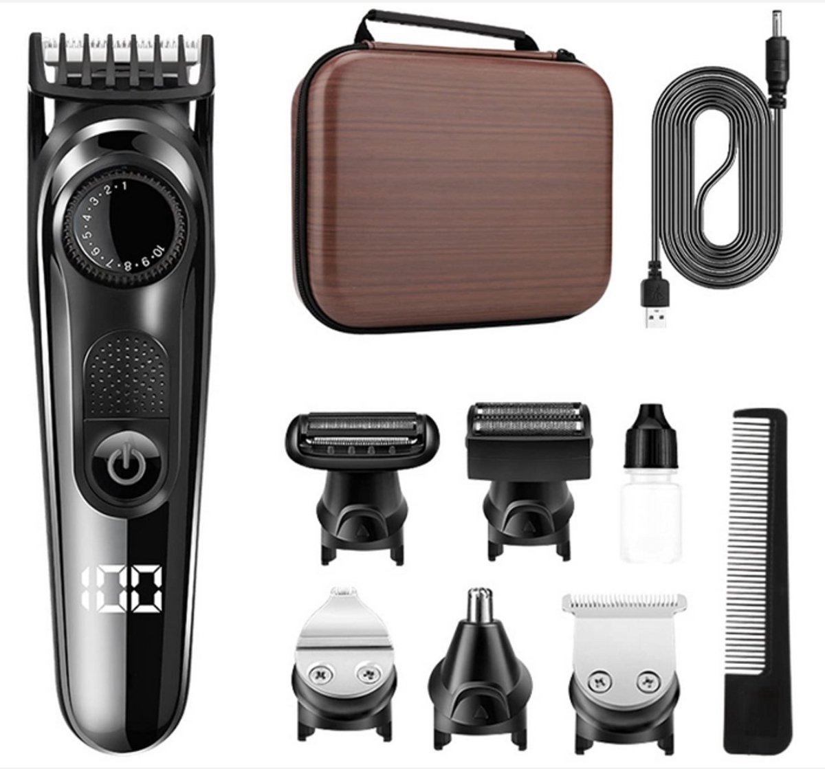 Kraftverdia® - 5-in-1 Baardtrimmer Mannen + Travel Bag - Hair clipper -Trimmer voor Baard - Hair trimmer - Neustrimmer - Bodygroomer mannen - Multigroomer - Beste cadeaus voor mannen