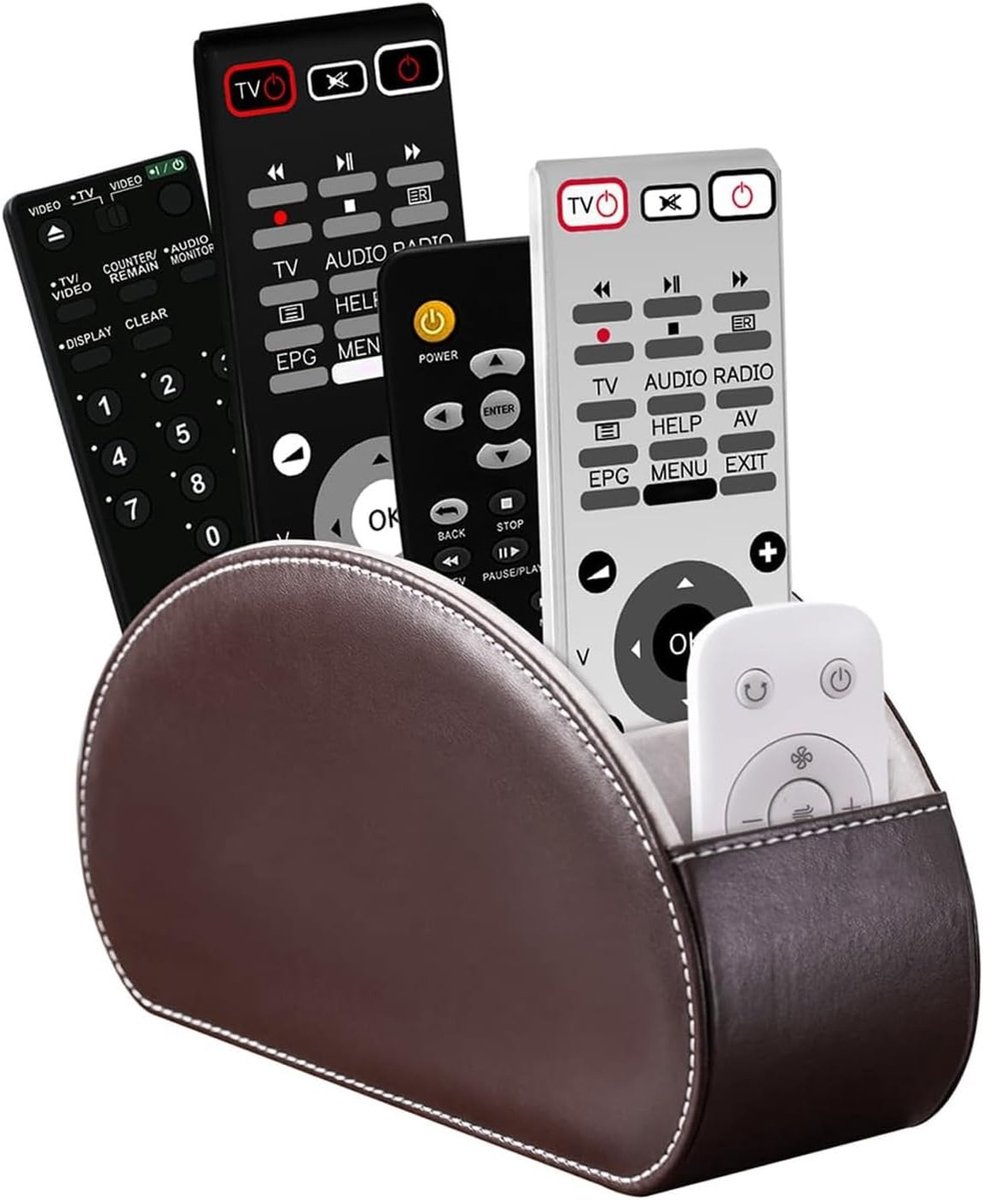 Praktische afstandsbediening houder met 5 vakken, ideaal voor TV, DVD en Bluray, ook als bureau organizer voor pennen en cosmetica (Bruin)