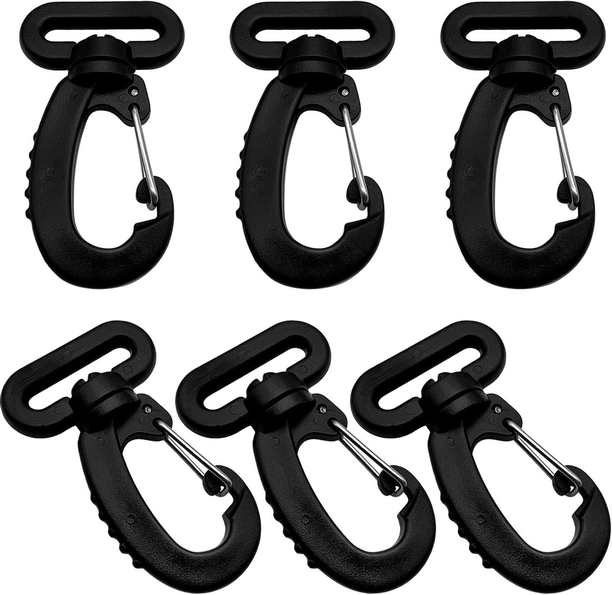Zes Stuks Zware Draaibare Carabiner Clips voor Rugzakken, Sleutelhangers, Tassen en Huisdierriemen